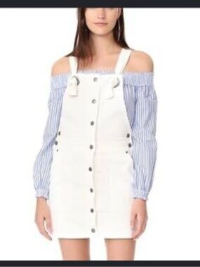 Rebecca Minkoff White Denim Button-Front Overall overalls skirt